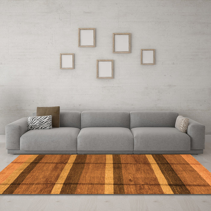 Machine Washable Abstract Orange Modern Area Rugs in a Living Room, wshabs4821org