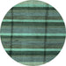 Round Abstract Light Blue Modern Rug, abs4821lblu