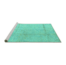Sideview of Machine Washable Abstract Turquoise Modern Area Rugs, wshabs4822turq