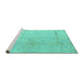 Sideview of Machine Washable Abstract Turquoise Modern Area Rugs, wshabs4822turq