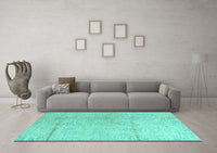 Machine Washable Abstract Turquoise Modern Rug, wshabs4822turq