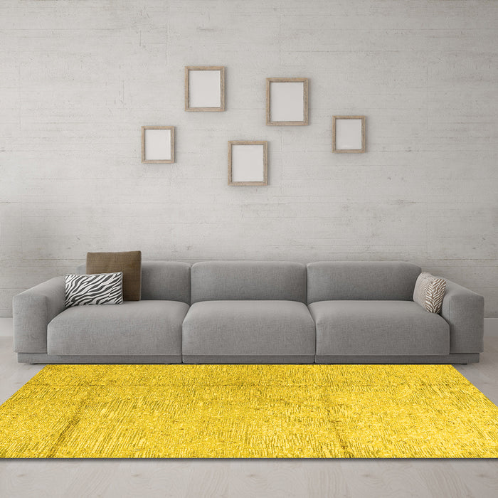 Machine Washable Abstract Yellow Modern Rug in a Living Room, wshabs4822yw