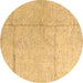 Round Abstract Brown Modern Rug, abs4822brn