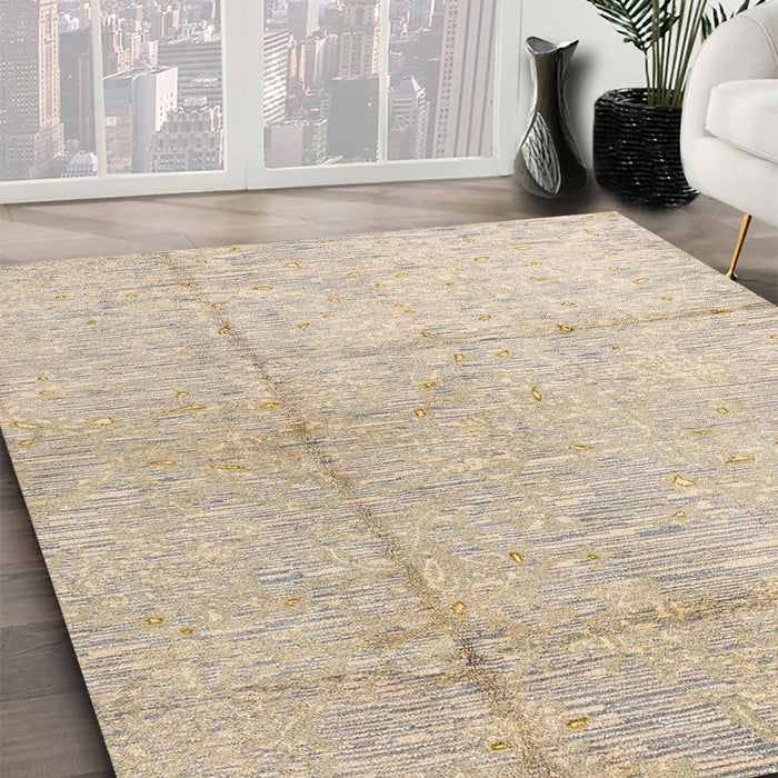 Abstract Camel Brown Modern Rug in Family Room, abs4822