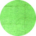 Round Machine Washable Abstract Green Modern Area Rugs, wshabs4822grn