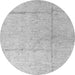 Round Machine Washable Abstract Gray Modern Rug, wshabs4822gry