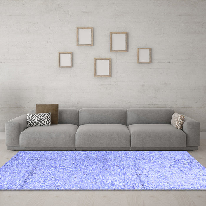 Machine Washable Abstract Blue Modern Rug in a Living Room, wshabs4822blu