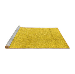 Sideview of Machine Washable Abstract Yellow Modern Rug, wshabs4822yw