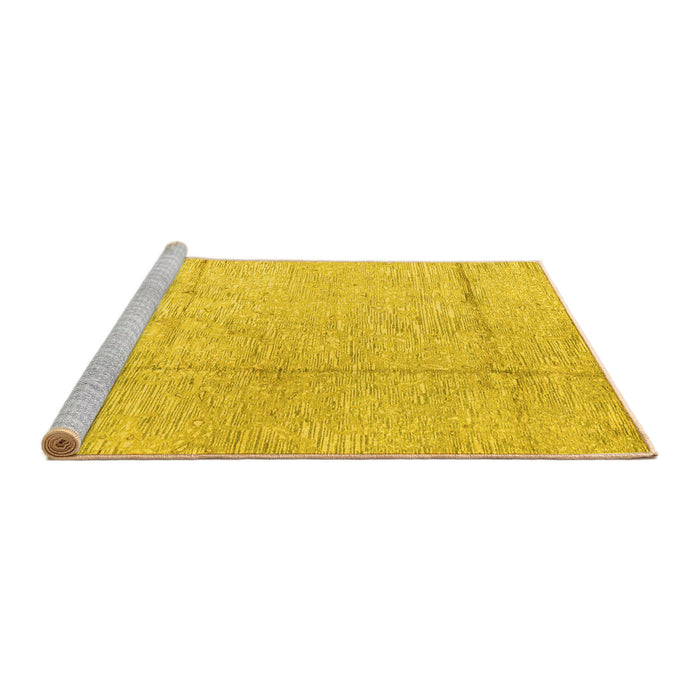 Sideview of Machine Washable Abstract Yellow Modern Rug, wshabs4822yw