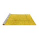 Sideview of Machine Washable Abstract Yellow Modern Rug, wshabs4822yw