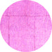 Round Machine Washable Abstract Pink Modern Rug, wshabs4822pnk