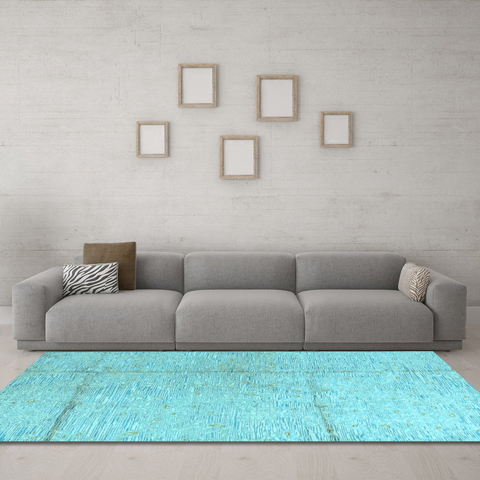 Machine Washable Abstract Light Blue Modern Rug in a Living Room, wshabs4822lblu