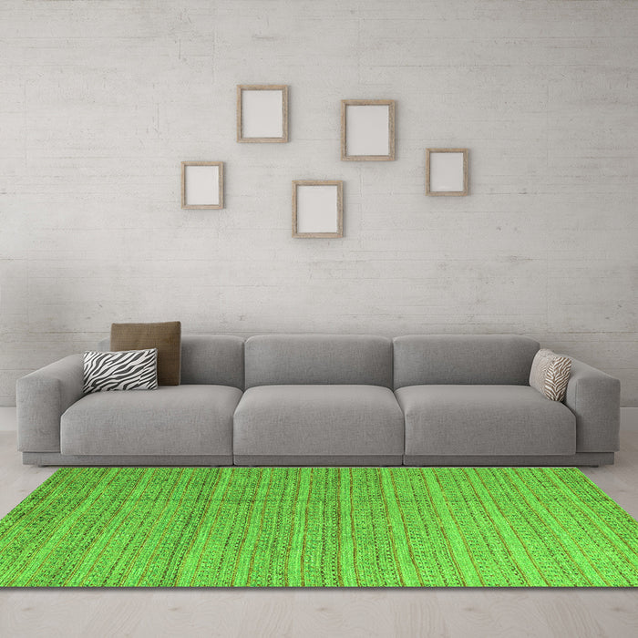 Machine Washable Abstract Green Modern Area Rugs in a Living Room,, wshabs4823grn