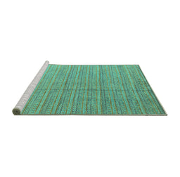 Sideview of Machine Washable Abstract Turquoise Modern Area Rugs, wshabs4823turq