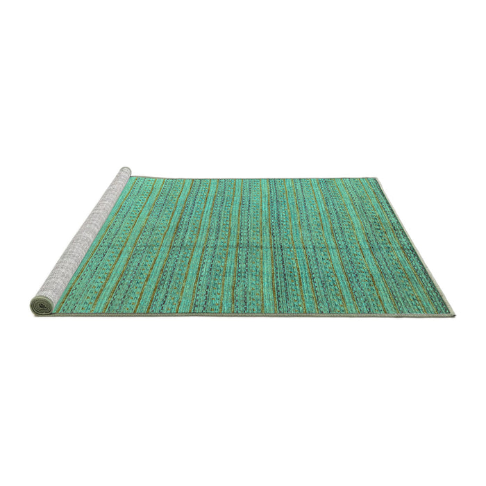 Sideview of Machine Washable Abstract Turquoise Modern Area Rugs, wshabs4823turq