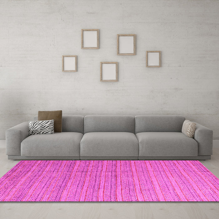 Machine Washable Abstract Pink Modern Rug in a Living Room, wshabs4823pnk