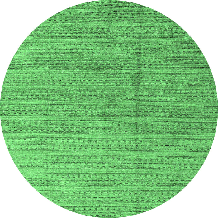 Round Machine Washable Abstract Emerald Green Modern Area Rugs, wshabs4823emgrn