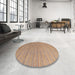 Round Abstract Brown Modern Rug in a Office, abs4823