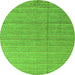 Round Abstract Green Modern Rug, abs4823grn