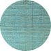 Round Abstract Light Blue Modern Rug, abs4823lblu