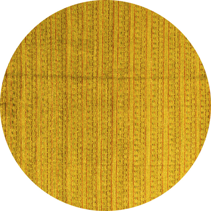 Round Abstract Yellow Modern Rug, abs4823yw