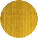 Round Abstract Yellow Modern Rug, abs4823yw