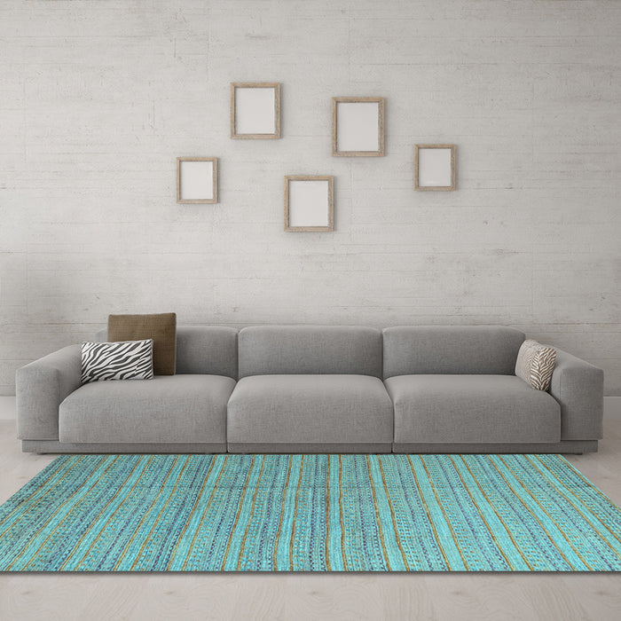 Machine Washable Abstract Light Blue Modern Rug in a Living Room, wshabs4823lblu
