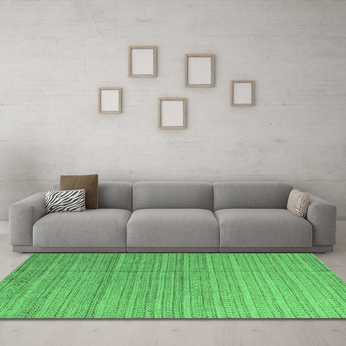 Machine Washable Abstract Emerald Green Modern Area Rugs in a Living Room,, wshabs4823emgrn