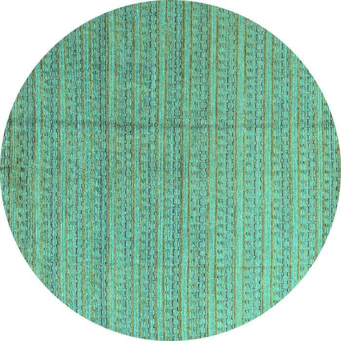 Round Abstract Turquoise Modern Rug, abs4823turq