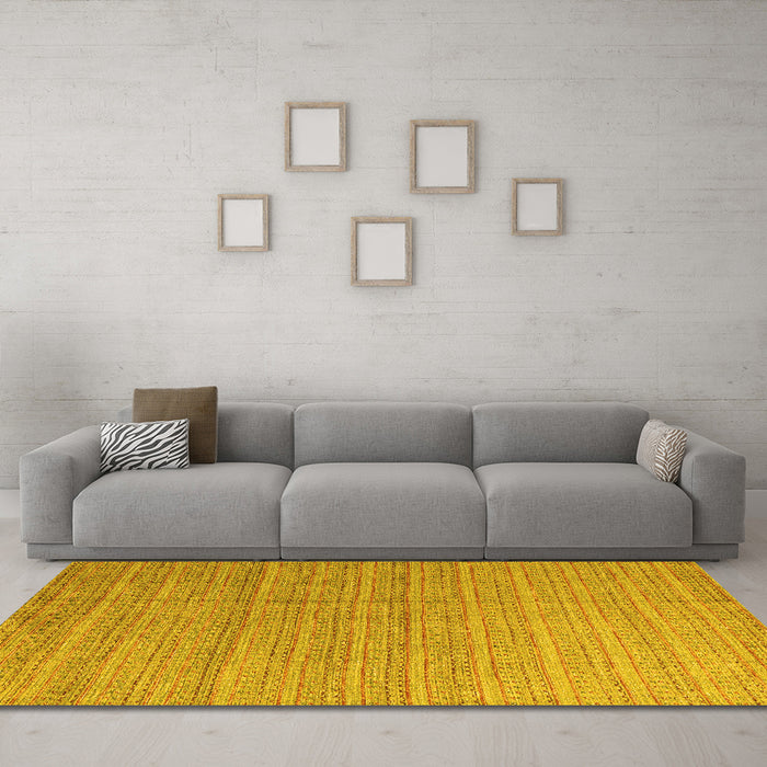 Machine Washable Abstract Yellow Modern Rug in a Living Room, wshabs4823yw