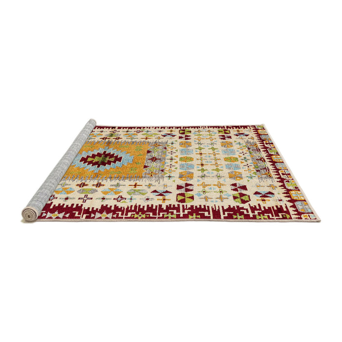 Sideview of Machine Washable Abstract Khaki Gold Rug, wshabs4824