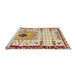 Sideview of Machine Washable Abstract Khaki Gold Rug, wshabs4824