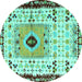 Round Abstract Turquoise Modern Rug, abs4824turq