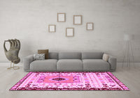 Machine Washable Abstract Pink Modern Rug, wshabs4824pnk