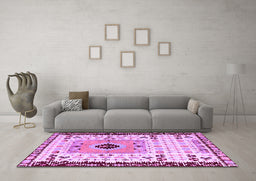 Machine Washable Abstract Purple Modern Area Rugs in a Living Room, wshabs4824pur