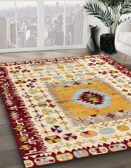 Abstract Khaki Gold Modern Rug in Family Room, abs4824