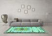 Machine Washable Abstract Turquoise Modern Area Rugs in a Living Room,, wshabs4824turq