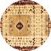 Round Abstract Brown Modern Rug, abs4824brn