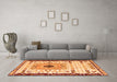 Machine Washable Abstract Orange Modern Area Rugs in a Living Room, wshabs4824org