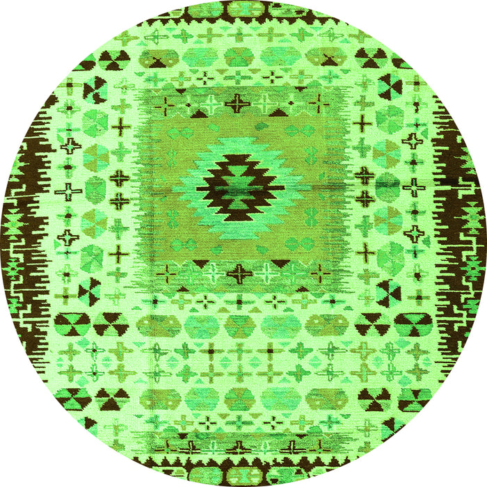 Round Machine Washable Abstract Green Modern Area Rugs, wshabs4824grn
