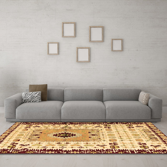 Machine Washable Abstract Brown Modern Rug in a Living Room,, wshabs4824brn