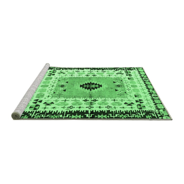 Sideview of Machine Washable Abstract Emerald Green Modern Area Rugs, wshabs4824emgrn