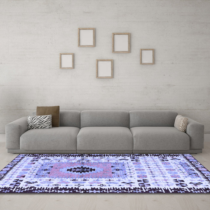 Machine Washable Abstract Blue Modern Rug in a Living Room, wshabs4824blu