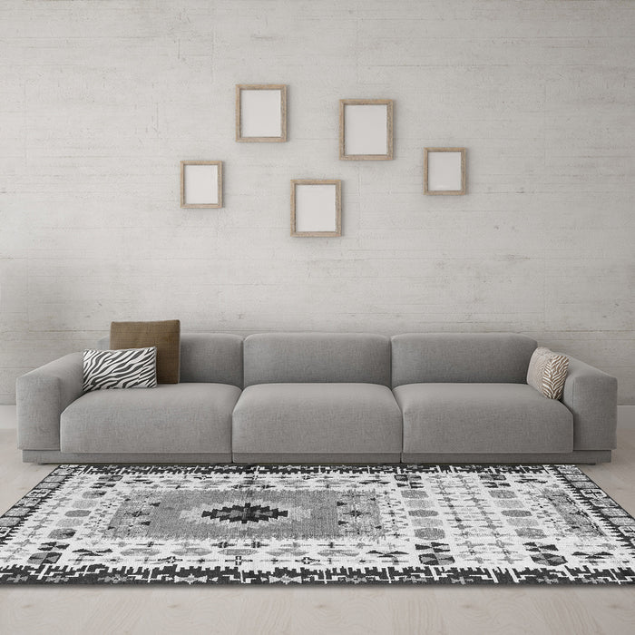 Machine Washable Abstract Gray Modern Rug in a Living Room,, wshabs4824gry