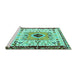 Sideview of Machine Washable Abstract Turquoise Modern Area Rugs, wshabs4824turq