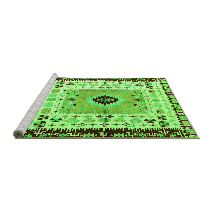 Sideview of Machine Washable Abstract Green Modern Area Rugs, wshabs4824grn