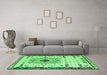 Machine Washable Abstract Emerald Green Modern Area Rugs in a Living Room,, wshabs4824emgrn