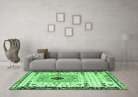 Machine Washable Abstract Emerald Green Modern Rug, wshabs4824emgrn