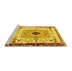 Sideview of Machine Washable Abstract Yellow Modern Rug, wshabs4824yw