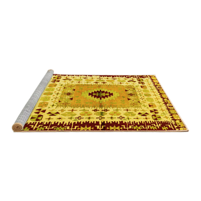 Sideview of Machine Washable Abstract Yellow Modern Rug, wshabs4824yw